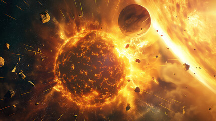 Fiery Cosmic Cataclysm: Planet Engulfed by Solar Explosion