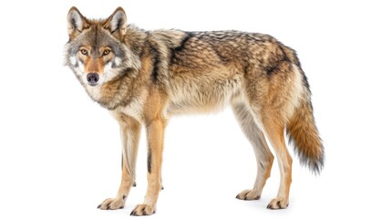 Fototapeta premium Eurasian Wolf full body clearly photo on white background 