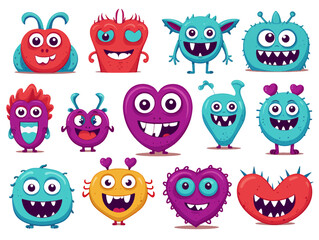 Cute monster characters set for Valentine's day vector illustration