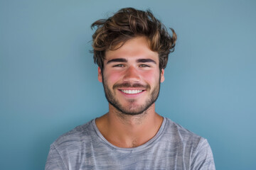 Obraz premium A close up portrait of a young man with a subtle smile