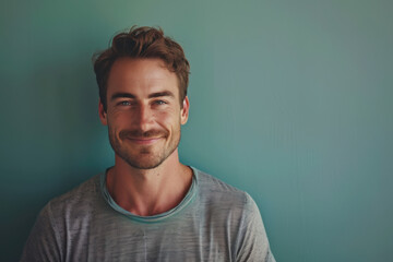 Fototapeta premium A close up portrait of a young man with a subtle smile