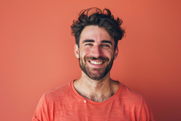 Fototapeta premium A close up portrait of a young man with a subtle smile