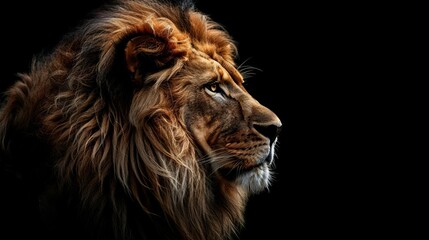 Obraz premium majestic lion portrait on black background powerful wildlife animal digital painting