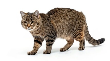 European Wildcat full body clearly photo on white background , 