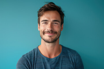 Fototapeta premium A close up portrait of a young man with a subtle smile