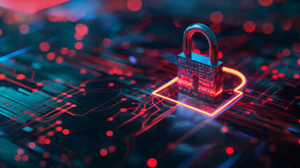 Secured Digital Frontier: Cybersecurity Lock on Circuitry