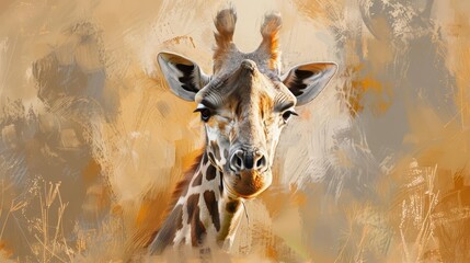 majestic spotted giraffe closeup zoo animal exhibit enclosure african savanna wildlife conservation concept digital paintings