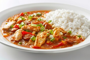 Tempting Bang! Gumbo with Chicken, Andouille Sausage, and Okra in Elegant Presentation