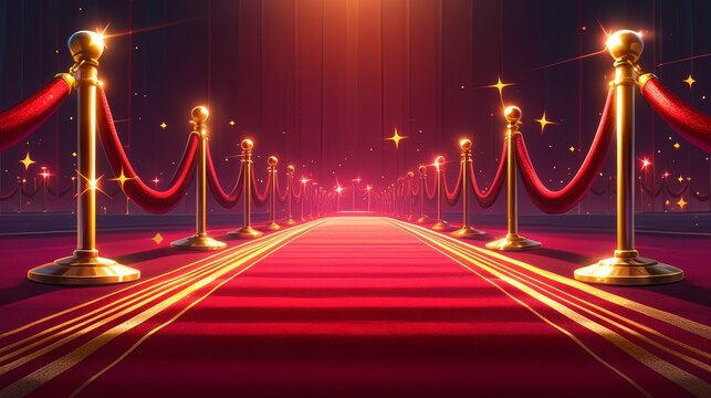 Red carpet event with bright lights and a sophisticated atmosphere