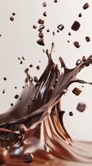 A splash of chocolate on a white background. 3d rendering, 3d illustration