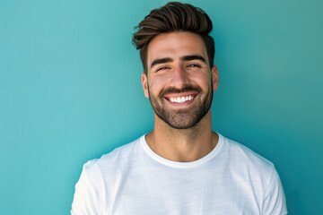 Fototapeta premium A close up portrait of a young man with a subtle smile