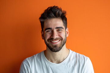 Fototapeta premium A close up portrait of a young man with a subtle smile