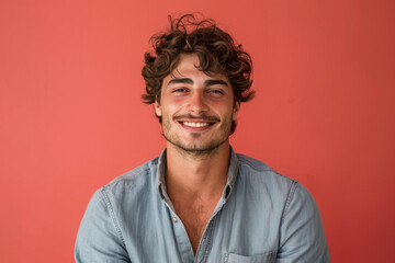 Obraz premium A close up portrait of a young man with a subtle smile