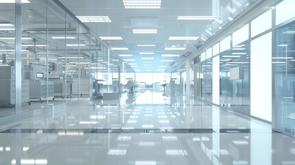 Obraz premium modern semiconductor fabrication plant interior with clean dx industry 40 production 3d illustration