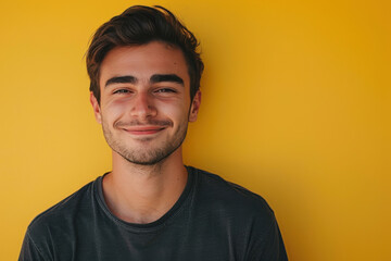 Obraz premium A close up portrait of a young man with a subtle smile
