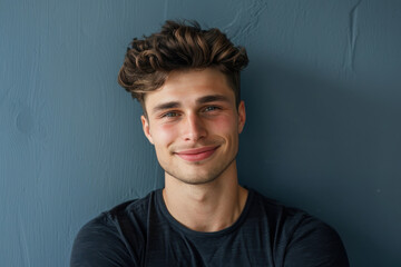 Fototapeta premium A close up portrait of a young man with a subtle smile