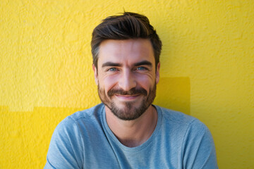 Fototapeta premium A close up portrait of a young man with a subtle smile