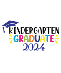 Kindergarten Graduation typography clip art design on plain white transparent isolated background for card, shirt, hoodie, sweatshirt, apparel, tag, mug, icon, poster or badge