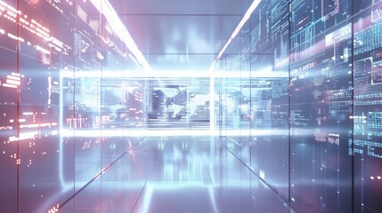 Obraz premium Advanced holographic projection of data insights in a cutting-edge office setting. Data insights