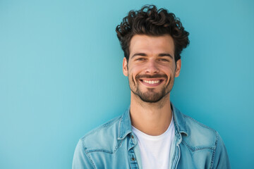 Obraz premium A close up portrait of a young man with a subtle smile