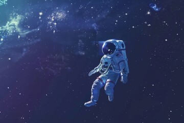 An lone astronaut floats in weightlessness, captivated by distant galaxies and sparkling stars in the vast expanse of space.