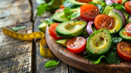 Healthy Avocado And Tomato Salad With Fresh Vegetables