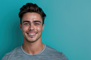 Fototapeta premium A close up portrait of a young man with a subtle smile