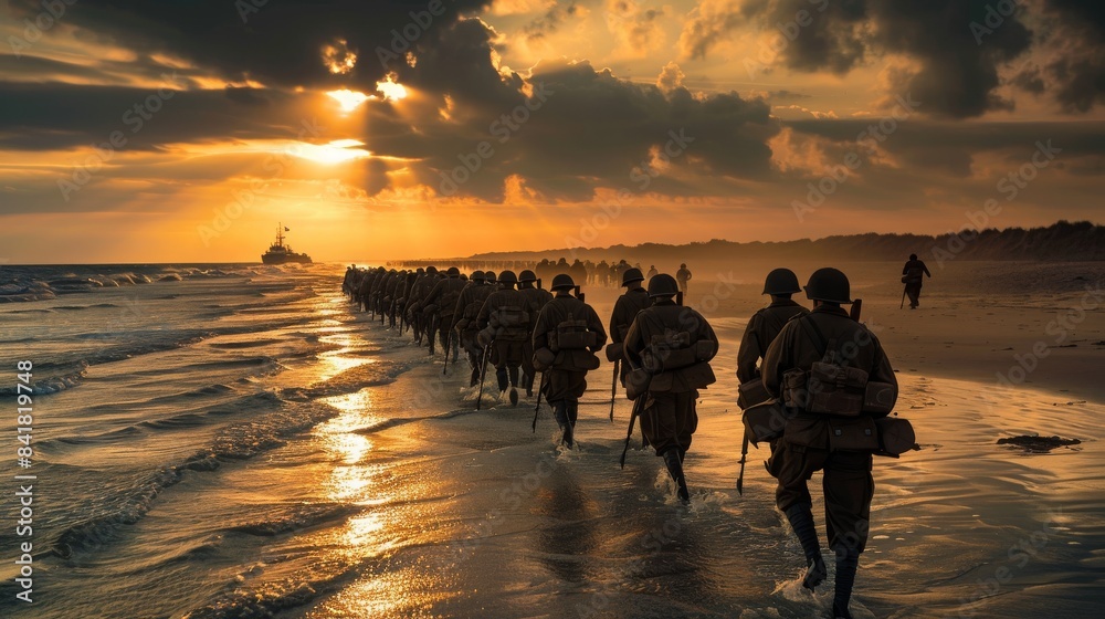 Wall mural The Normandy landings were the landing operations and associated airborne operations on Tuesday, 6 June 1944 of the Allied invasion of Normandy in Operation Overlord during World War II.