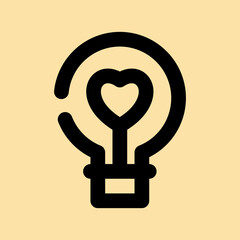 vector icon light, bulb, idea, thought, heartbeat, lightbulb