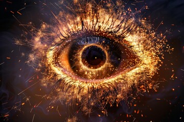 Experience a mesmerizing firework display illuminating the night sky in the shape of an eye, symbolizing the joy and hope that World Sight Day brings.