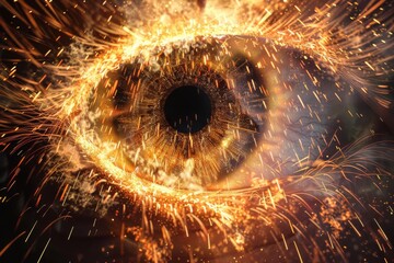A breathtaking firework display illuminating the night sky in the shape of an eye, symbolizing the happiness and optimism that World Sight Day inspires.