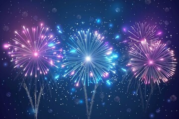 Experience the breathtaking beauty of a fireworks display illuminating the night sky in a stunning visual illustration.
