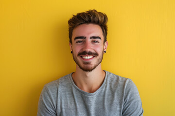 Fototapeta premium A close up portrait of a young man with a subtle smile