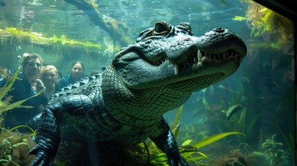Fototapeta premium Alligator close-up at aquarium