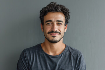 Fototapeta premium A close up portrait of a young man with a subtle smile