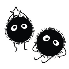 FUNNY CARTOON CHARACTER VECTOR. BLACK AND WHITE SILHOUETTE. CAN BE USED AS A STICKER.