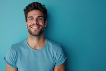 Obraz premium A close up portrait of a young man with a subtle smile