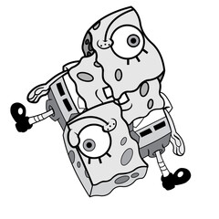 Fototapeta premium FUNNY CARTOON CHARACTER VECTOR. BLACK AND WHITE SILHOUETTE. CAN BE USED AS A STICKER.