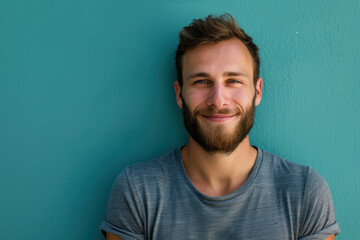 Obraz premium A close up portrait of a young man with a subtle smile