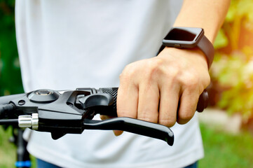 exercise concept By cycling to exercise for good health.