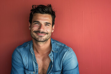 Obraz premium A close up portrait of a young man with a subtle smile