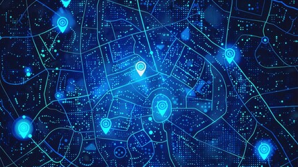 Obraz premium Digital city map with GPS markers
