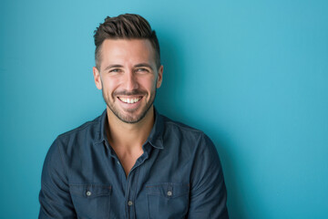 Fototapeta premium A close up portrait of a young man with a subtle smile
