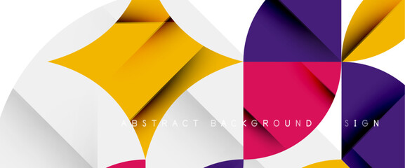 Minimal geometric elements on white. Petals, round triangles, star