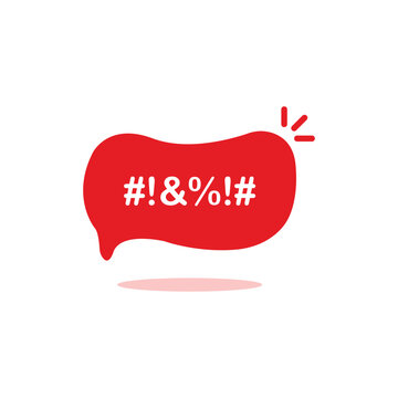 hate speech icon like abstract bad word on red bubble. concept of customer negative emotion. flat simple trend modern vulgarity explicitives logotype
