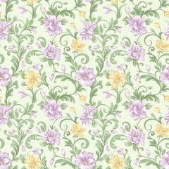 Floral variety color, form natural, seamless fabric pattern.