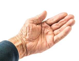 alte M&auml;nner hand isoliert auf wei&szlig;en Hintergrund, Freisteller