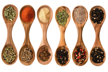 Symphony of spices in wooden spoons: a culinary artists palette