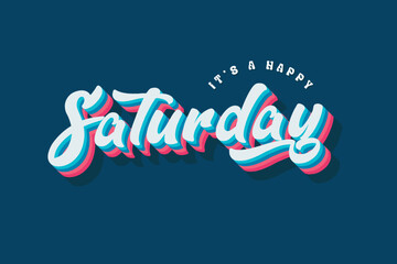 Saturday typography editable colour effect template in 3d shadow style. Suitable for brand, business logo or calendar design. Eps 10 vector.