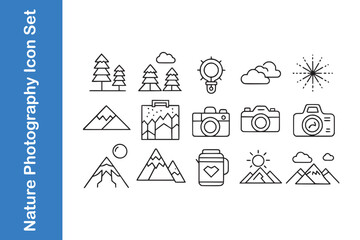 Nature photography icon set with vector. 